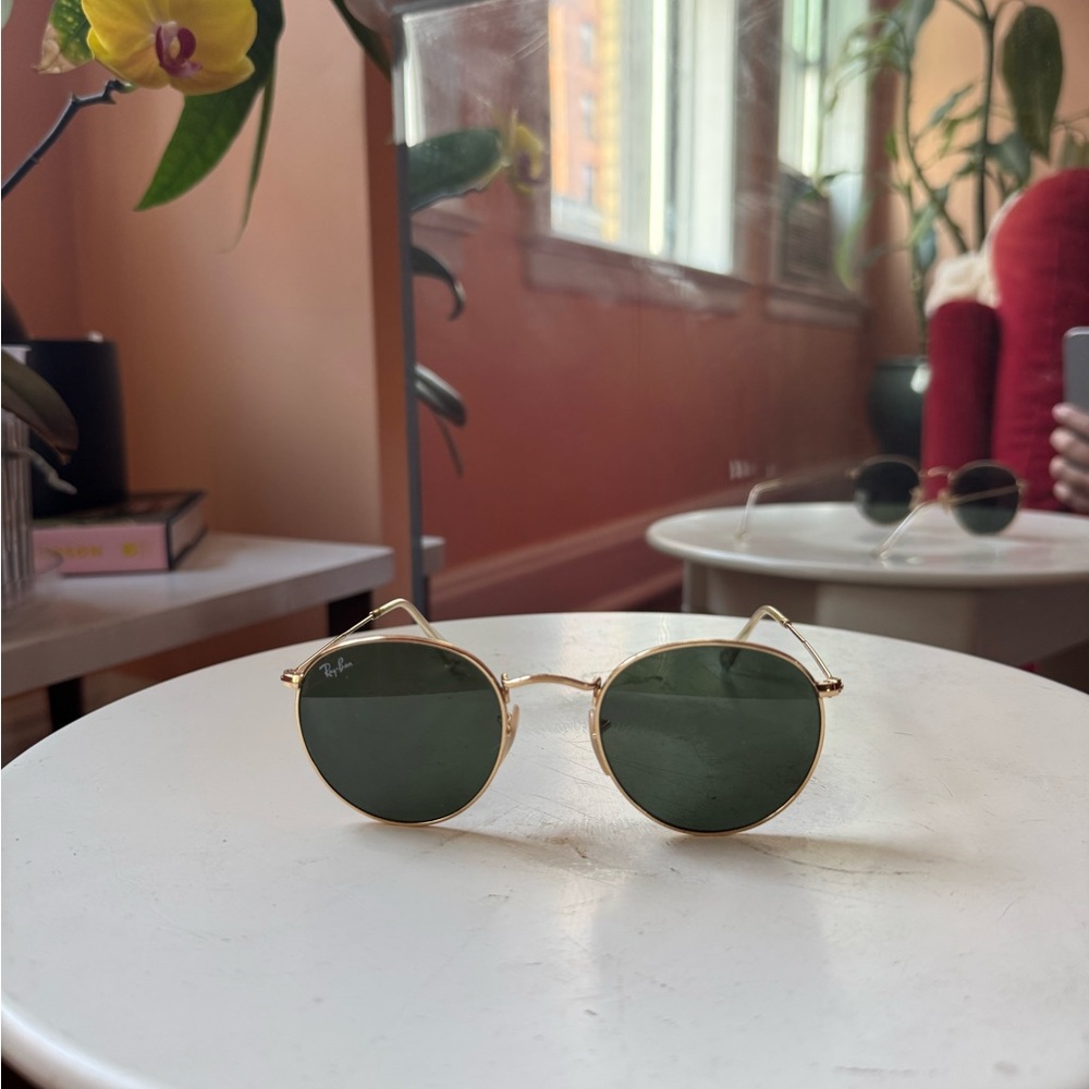 Ray-Ban Gold Frame Sunglasses with Green Lenses rb3447